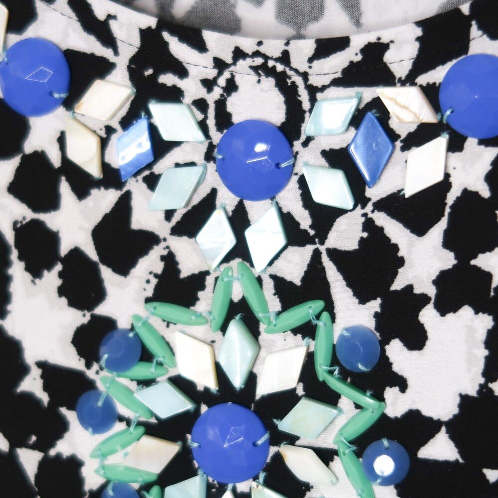 Ruby Rd. Womens Stretch Top Plus Size 2x Black White Geometric Embellished Flowy - Picture 6 of 8